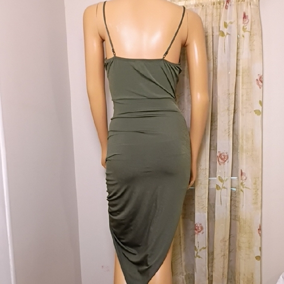 Fashion Magazine Asymmetrical Olive Dress - Picture 3 of 8